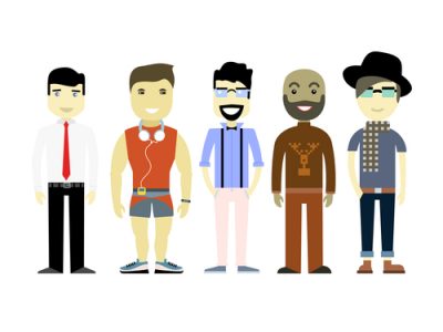 Types of Men, different characters, set collection, vector illustration