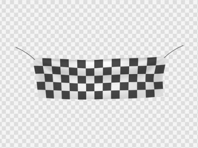 Beginners, trim and checkered vinyl banners with folds. Collection of starting, finishing, and checkered sports flag. Set of vector illustrations of start or end sign. Eps10.