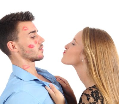 Woman trying to kiss a man desperately