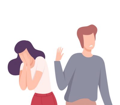 Young Man Rejects Feelings Of Loving Girl, Unrequited Feelings, One Sided or Rejected Love Flat Vector Illustration
