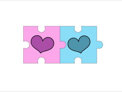 puzzle love heart halves on a white background