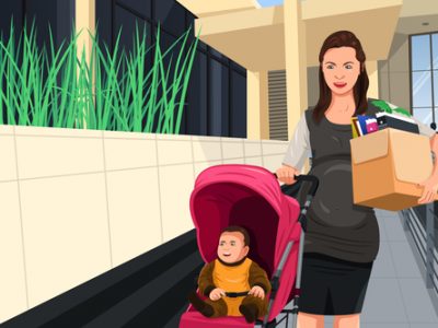 Pregnant woman leaving her job to take care of her baby