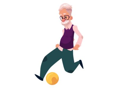 vector flat grandfather playing football